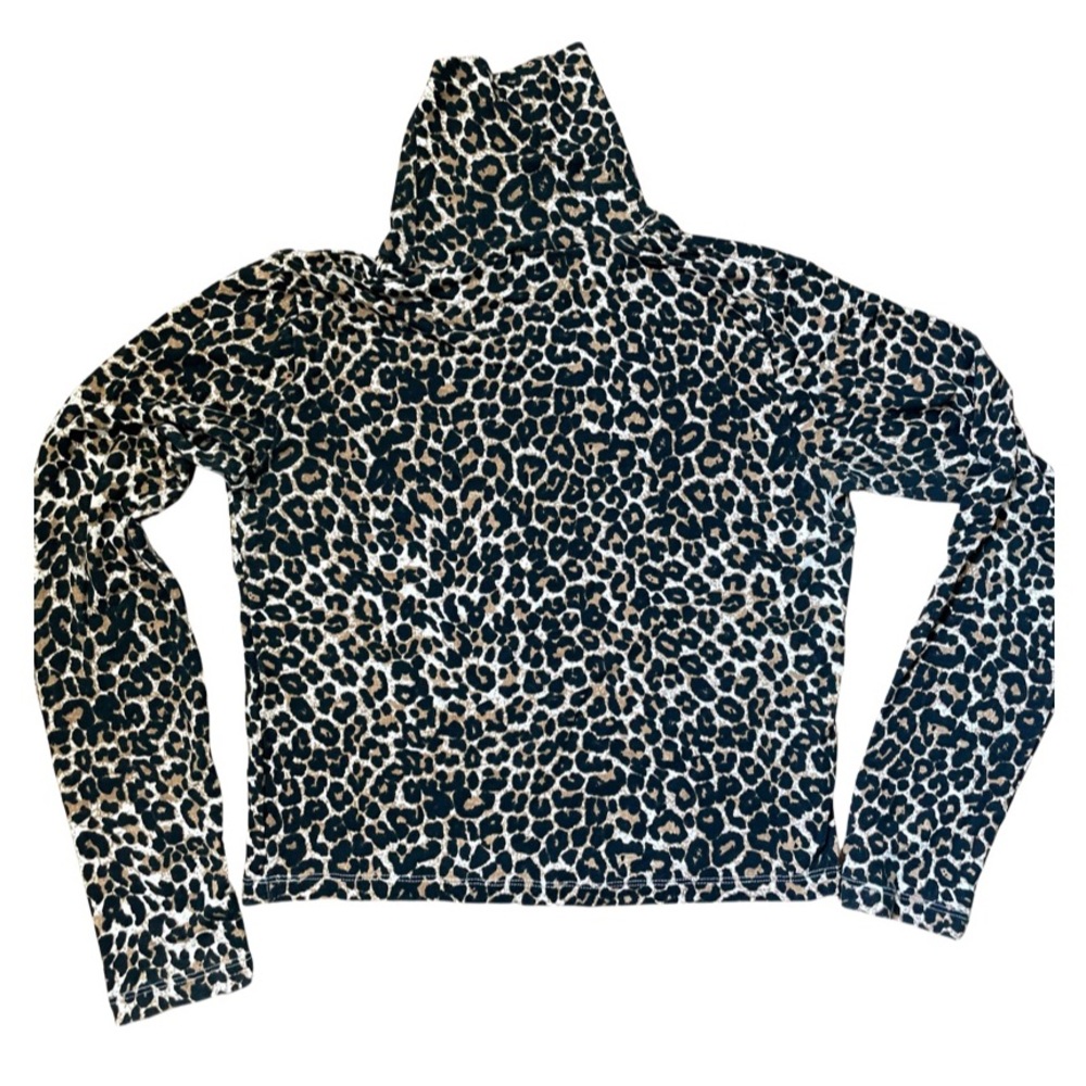 Zara, Large, Leopard Print Cropped Turtle Neck